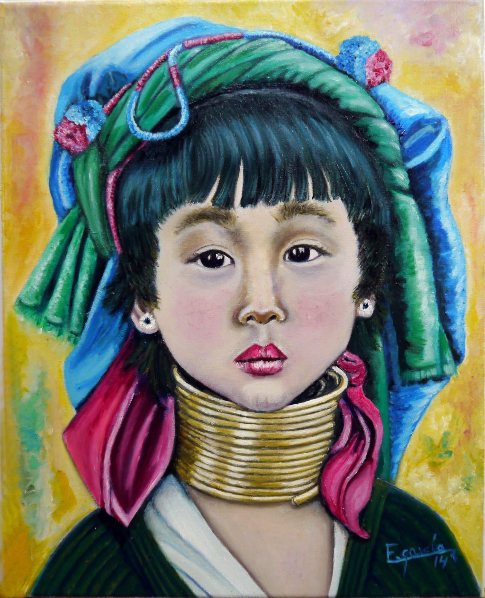 Obra: Adornos. Niña de la tribu Padaung