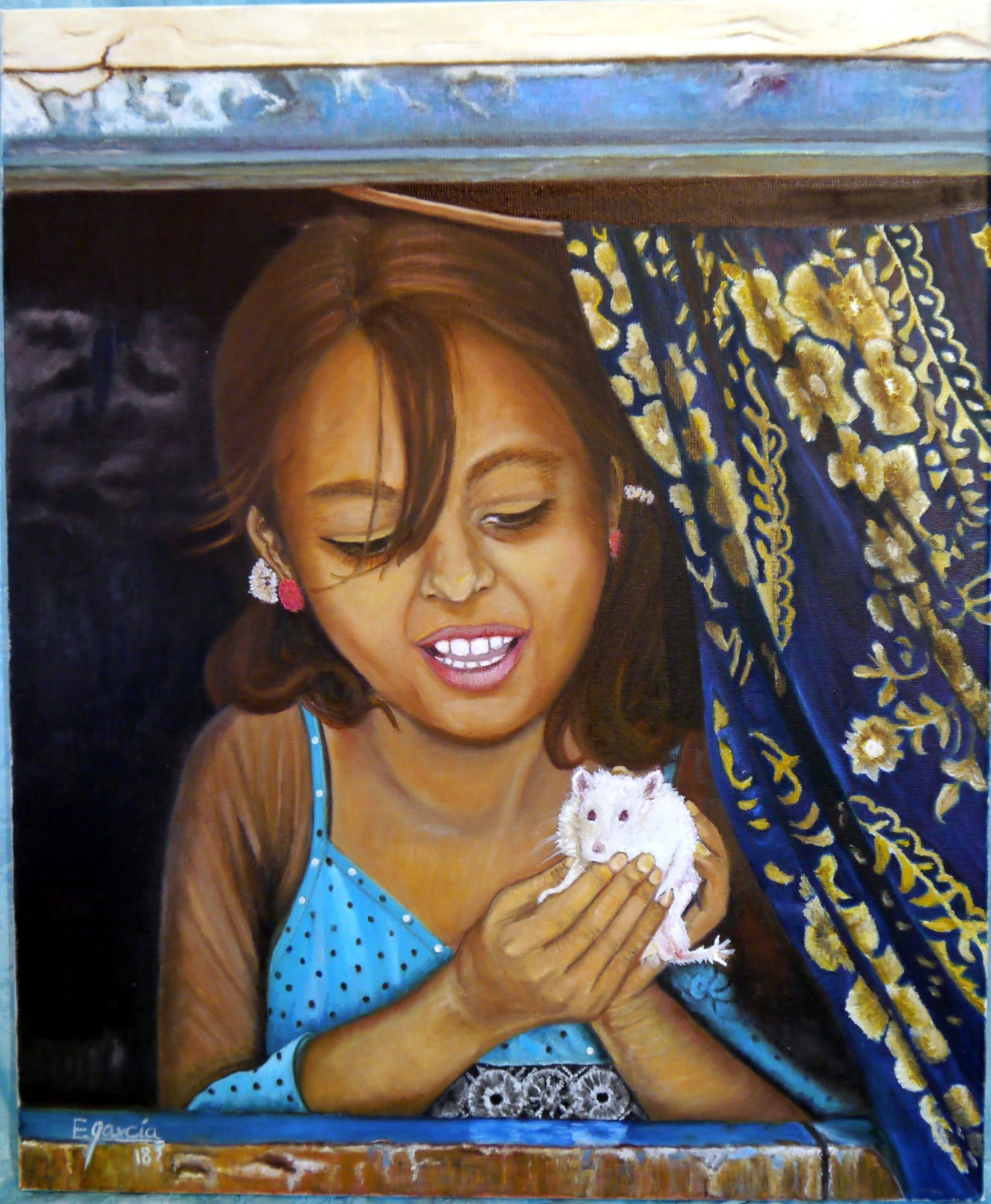 Obra: Niña con hámster