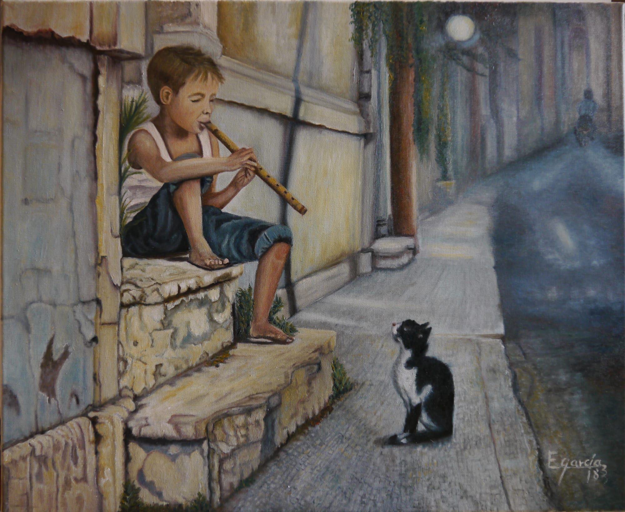 Obra: Niño de la calle tocando la flauta