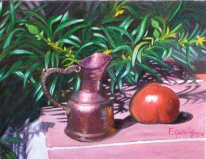 Obra: Rojo y cobre. Bodegón