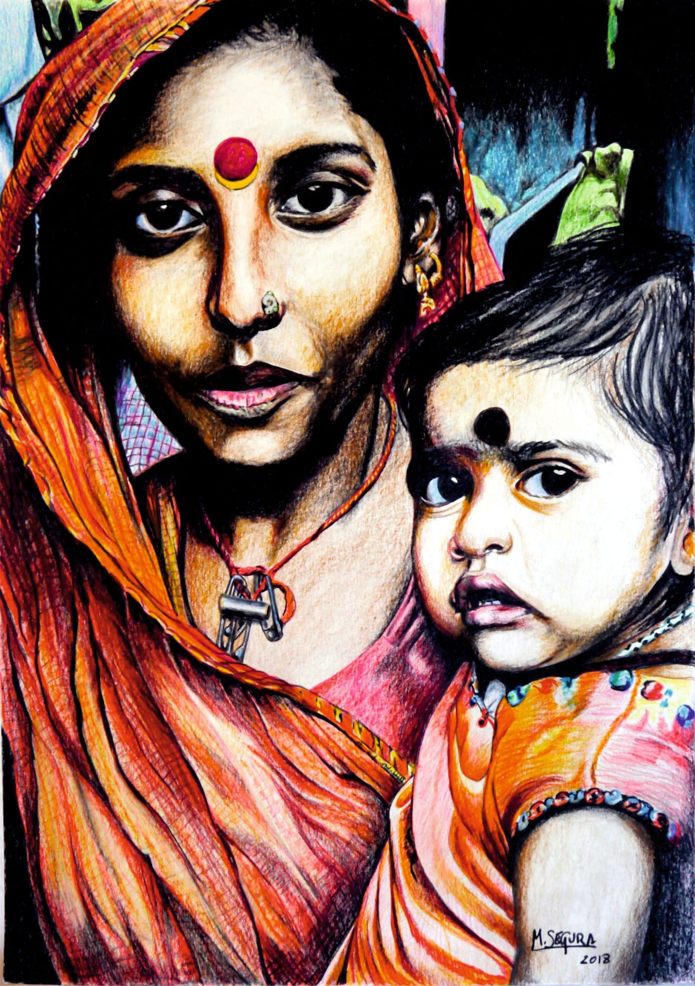 Obra: Madre india con niña