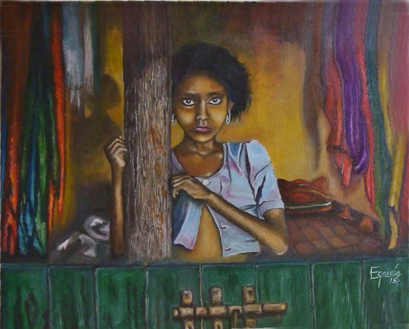 Obra: Ropa limpia. Niña india